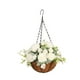 thumbnail image 4 of Cesta colgante de flores artificiales, maceta con cadena para exteriores blanco, 4 of 9