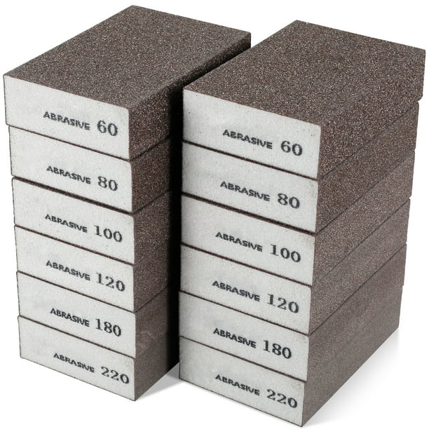 12Pcs Sanding Sponges 60 80 100 120 180 220 Grit Sanding Blocks