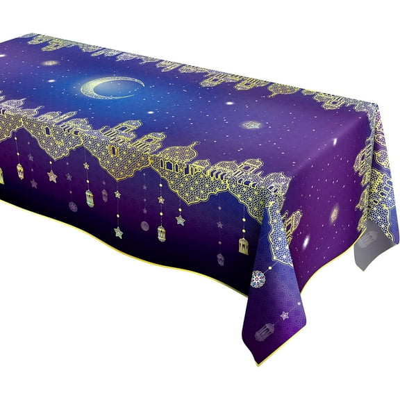 Cheerland 108 x 60 Inch Islamic Ramadan and EID Events Gold Tablecloth