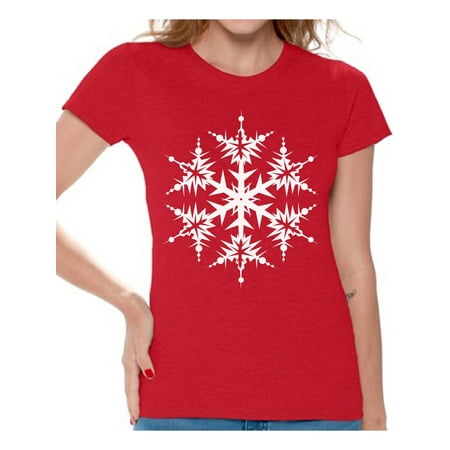 Awkward Styles Snowflake Shirt Snowflake Christmas T Shirts for Women White Christmas Snowflake Women's Holiday Top Christmas Snowflakes T-shirt Christmas Holiday Shirt Gift Idea for (Best Christmas Gifts For Young Women)