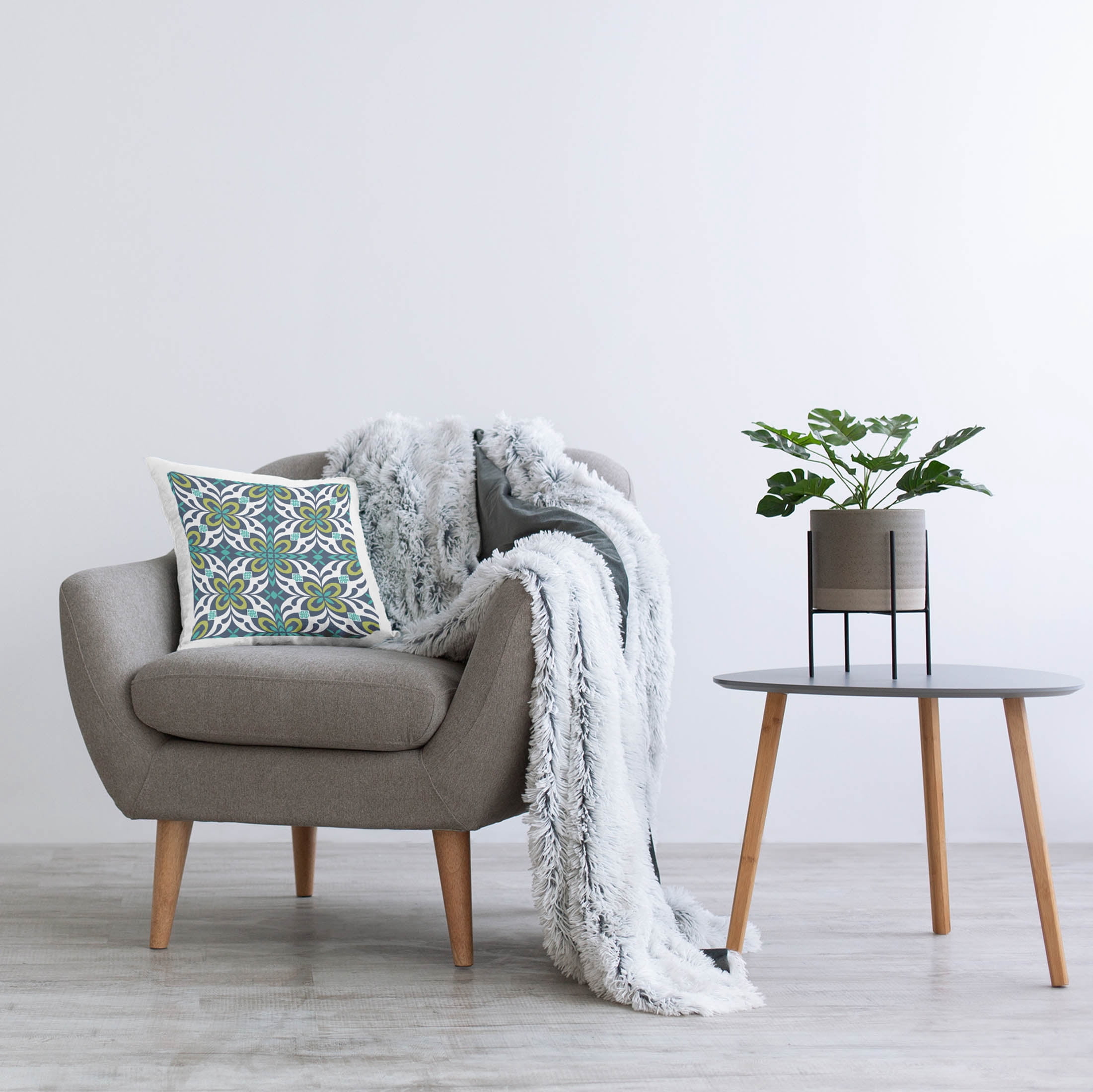 Stupell Industries Green Blue Contemporary Shapes Printed Throw Pillow Design by Geoff Tygert