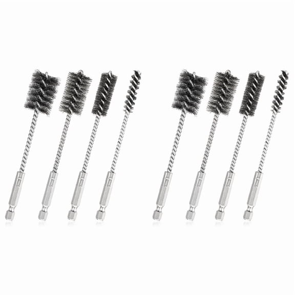 8 Pcs Wire Brushes for Drill Stainless Steel Bore Brush Set 3/8In 1/2In 3/4In 7/8In for Drill Ports Tubes Bearings