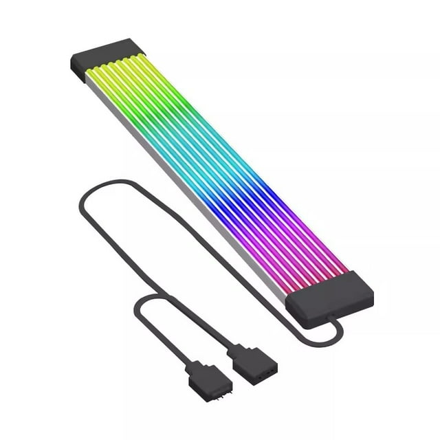 Flexible RGB LED Light Strip Bar ARGB Board Cover For Computer Power Supply ATX 24PIN GPU Video Card Cables And Case Black GPU 2x8PIN Light Strip