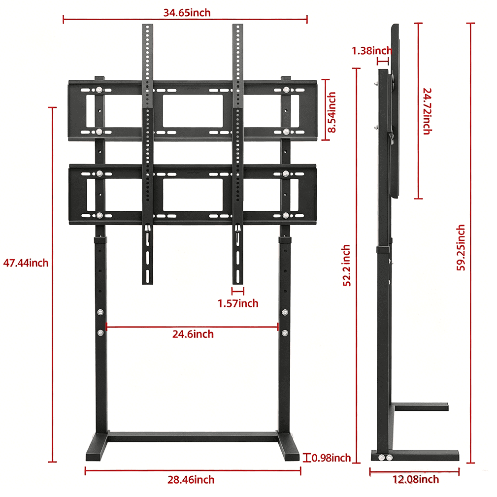 Wisfor 32-100" TV Floor Stand Portable LED LCD HD Flat TV Mount Bracket, Height Adjustable