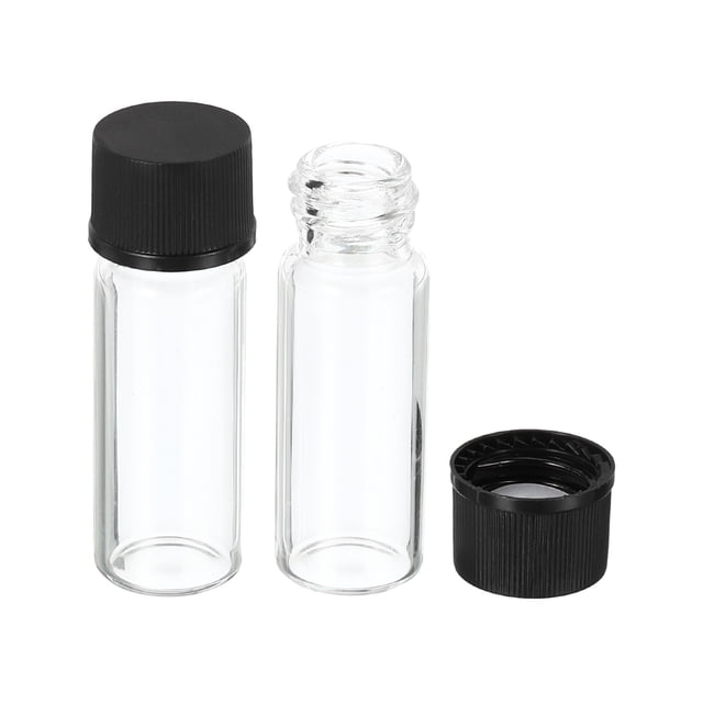 Botella de almacenamiento de reactivos de vidrio Uxcell de 2mL, tapa de plástico de rosca para laboratorio y hogar, clara, paquete de 12