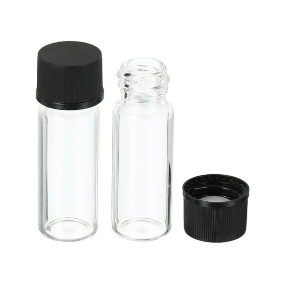 Uxcell 2mL Reagent Glass Storage Bottle Round Plastic Screw Cap for Laboratory Home Clear 12 Pack