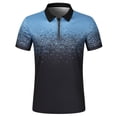 thumbnail image 4 of Huresd Mens Polo Shirts Quarter Zipper Breathable Shirts for Men Fashion Collared Short Sleeve Shirt Light Blue S, 4 of 9