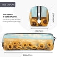 thumbnail image 3 of Cauagu Sunflower Field Bliss Print Leather Pencil Pen Case - Stationery Bag Portable Stationery Bag Big Capacity Pencil Pouch Cosmetic Organizer Bag for Men & Women, 3 of 7