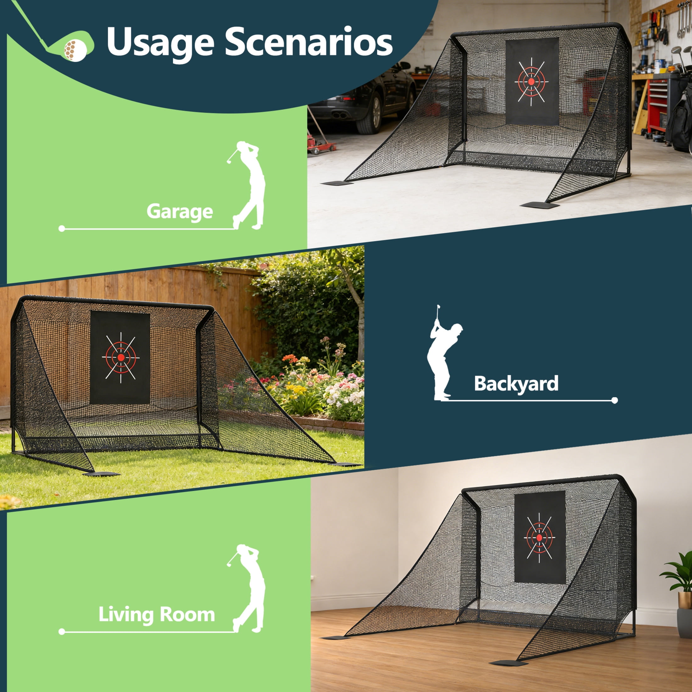 Noble House Outdoor 10x7 FT Golf Practice Net with Auto Ball Return and Carry Bag, Durable Hitting Net, Black