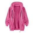 thumbnail image 5 of Admvng Fleece Jacket Women Warm Winter Zipper Fleece Casual Long Sleeve Hooded Coat Outwear with Pockets S-5XL, 5 of 5