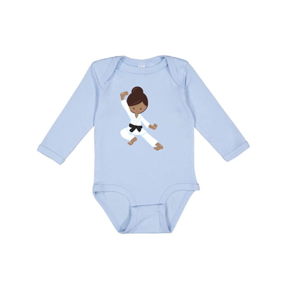 Inktastic African American Girl, Black Belt, Karate Pose Girls Long Sleeve Baby Bodysuit