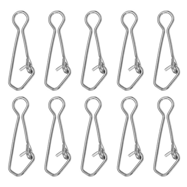 Unique Bargains 57Lbs Stainless Steel Fishing Snaps Swivels Clips Quick Change White 50 Pack
