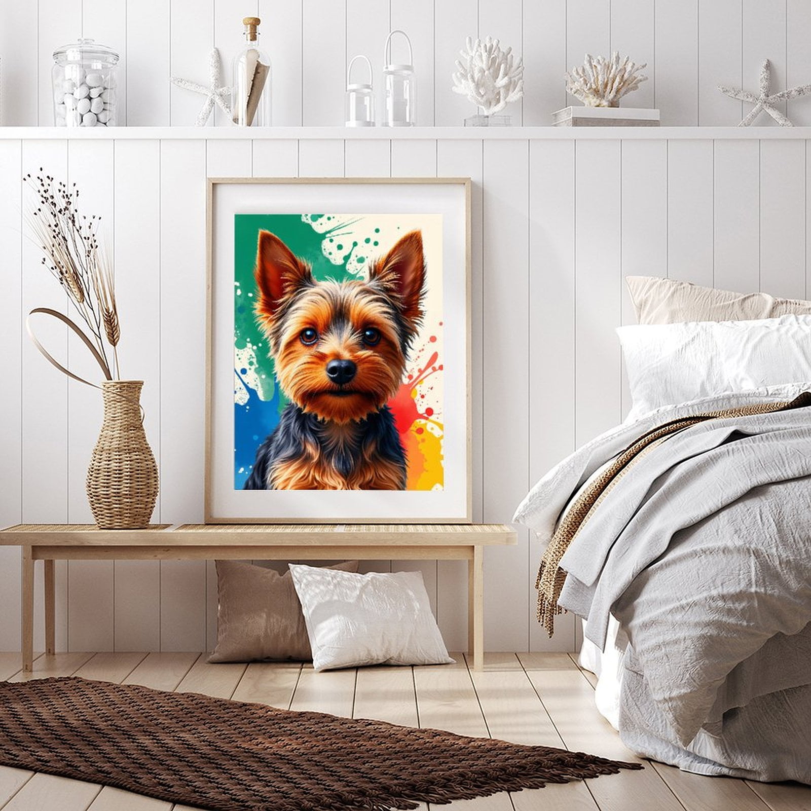 Diamond Art Kit for Adults, Yorkie Vivid Artistic Portrait Diamond Painting for Adults Beginners, 5D DIY Diamond Art Painting Kits, Colorful Diamond Painting Craft for Home Decor 12x16
