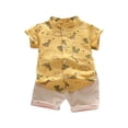 thumbnail image 1 of Odeerbi 1-5 Años Conjunto de Verano Para Niños Camisa de Manga Corta de Algodón Con Dinosaurio Conjunto de Dos Piezas Camisa Con Cuello Alto Estampada Pantalón Corto Con Cintura Elástica, 1 of 4
