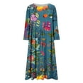 thumbnail image 3 of SCSAlgin Womens Plus Size Floral Print Dress Casual Long Sleeve Empire Waist Dresses Loose Swing Midi Dress with Pockets, 3 of 6
