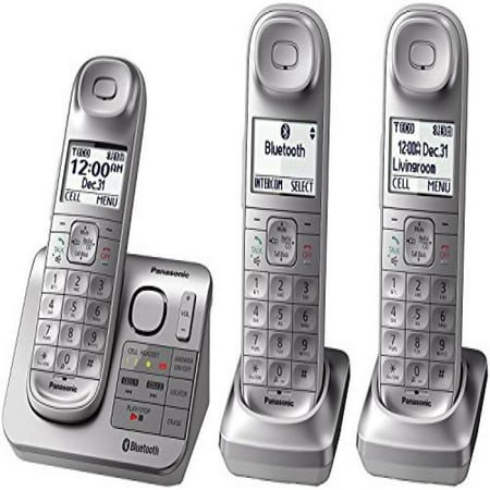 Panasonic KX-TGL463S Dect 6.0 link2Cell Bluetooth 3-Handset Landline Telephone, Silver & White (Certified (Best Landline Phone For Hard Of Hearing)
