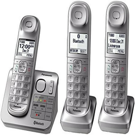 Panasonic KX-TGL463S Dect 6.0 link2Cell Bluetooth 3-Handset Landline Telephone, Silver & White (Certified (Best Landline Phone Service)