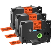 GREENCYCLE 3 Pack Compatible for Brother TZe-B51 TZ-B51 TZB51 TZeB51 TZe Tape 24mm 1'' Laminated Black on Fluorescent Orange Label Tapes Cassette use in Ptouch Labeler Label Maker