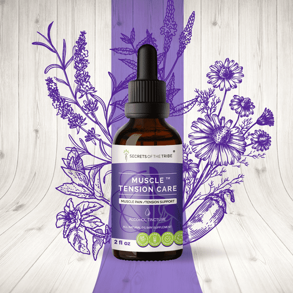 Muscle Tension Care Alcohol Extract, Tincture, Chamomile, Ancho Pepper, Peppermint, Blue Vervain, Lavender, Valerian. Muscle Pain /Tension Support 2 oz