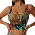 thumbnail image 2 of Lsque Vintage Butterfly Green Printed Women'S Sports Bra, Compression, Moisture Wicking, High-Impact Sports Bra For Women,Supportive sports bra-XX-Large, 2 of 9