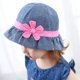 thumbnail image 2 of Sombrero de sol de mezclilla para niñas, 2 uds., cinta de lunares y sombrero de pesca de flor Magenta, sombreros de primavera y verano, 2 of 5