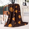 thumbnail image 2 of Orange Halloween Spooky Elements Blanket,Comfortable Soft Flannel Throw Blanket,All Season,Warm Lightweight Blankets for Sofa Bed Couch Living Room Chair,60"x80", 2 of 4