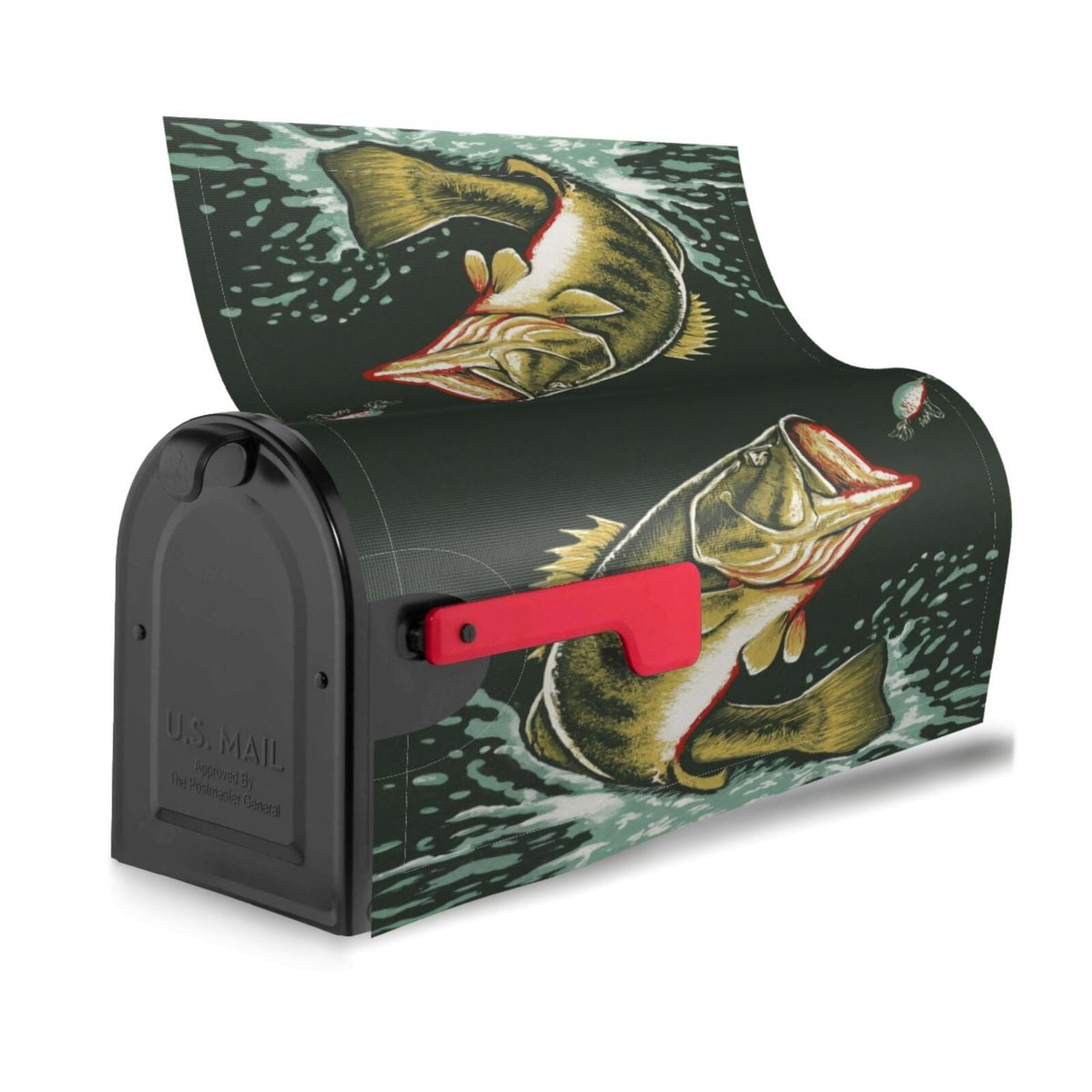 Logiee Largemouth Bass jumps out of water Print Post Letter Box Wrap Decor, Mailbox Cover Suitable for Standard Mailbox and Large Size Mailbox,Outdoor Yard Decoration-21x18 in
