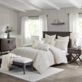 thumbnail image 2 of Gracie Mills Cora Oversized Cotton Clipped Jacquard Comforter Set with Euro Shams Throw Pillows - GRACE-13615, 2 of 5