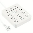 thumbnail image 5 of 9 Outlets + 3 USB Ports, Fireproof Surge Protector Power Strip With 5ft Extension Cord, Wall Mountable Desktop Charging Station For Home & Office, 5 of 5