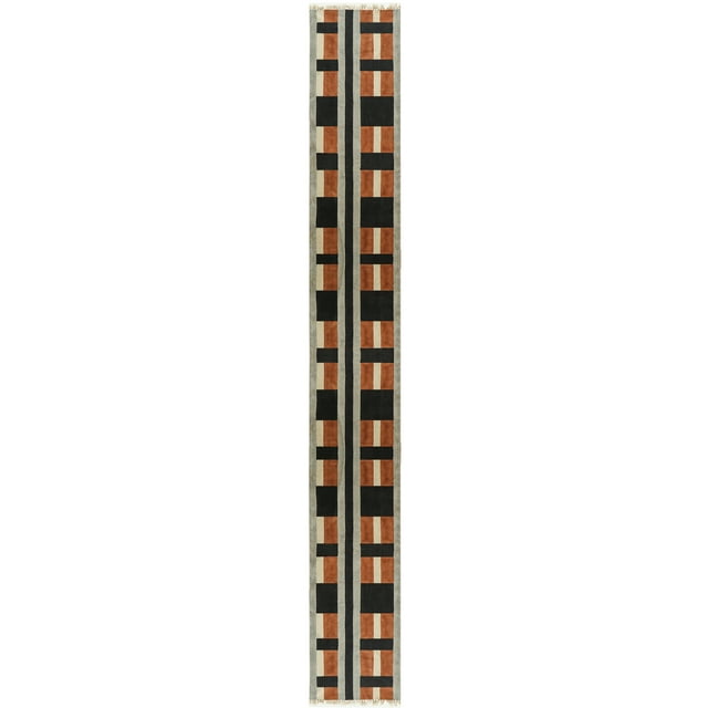 Casavani Cotton Hallway Stair Runner Rug Block Printed Black Cotton Rug Indoor Decor Kilim 3x10 feet