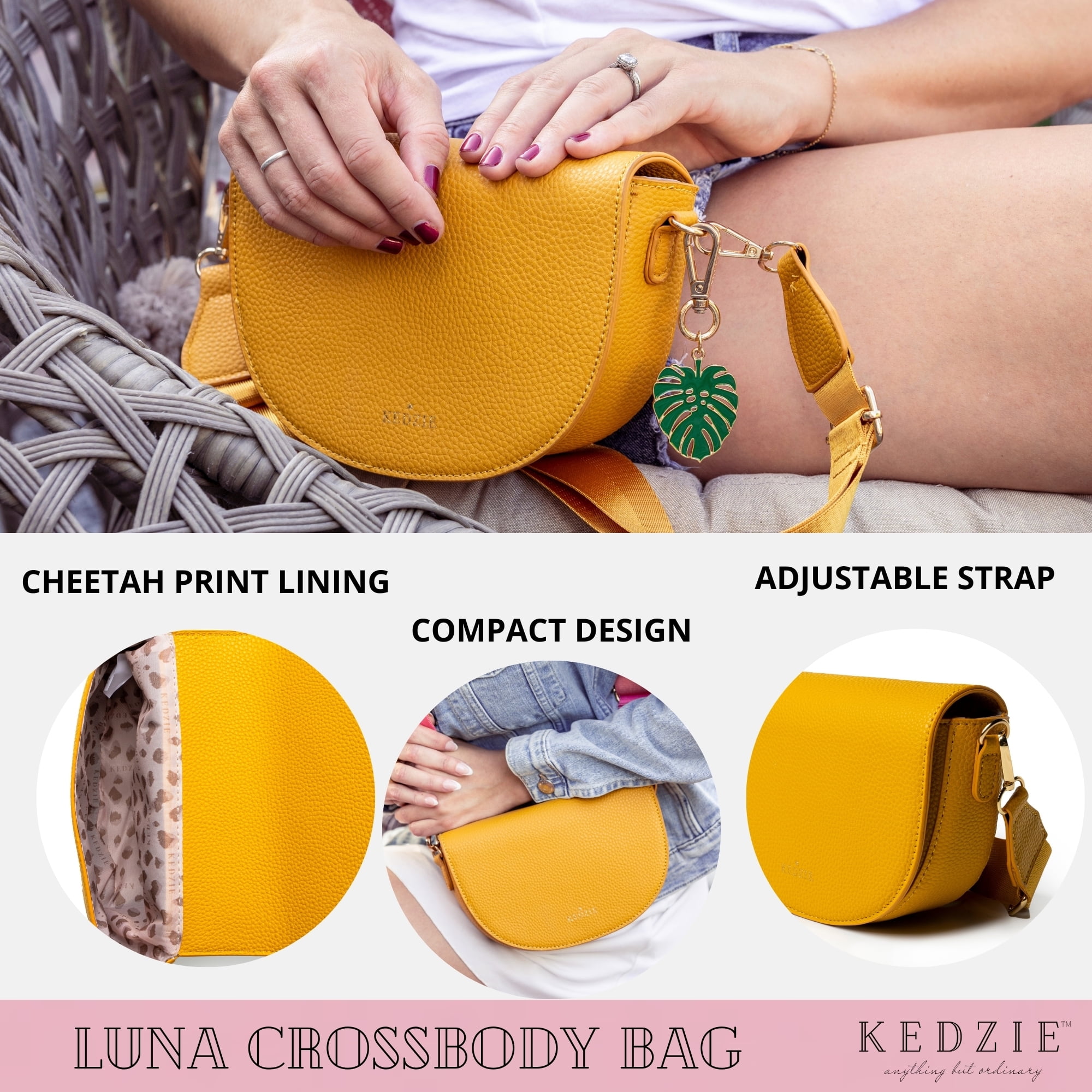Kedzie Luna Crossbody Bag Shoulder Purse with Removable Strap, Oxblood (Women's)