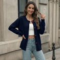 thumbnail image 6 of Lixiuxyad Womens Cardigans ’s Heart Button Loose Round Neck Knit Cardigan – Soft Blend Jacket,Blue, 6 of 6