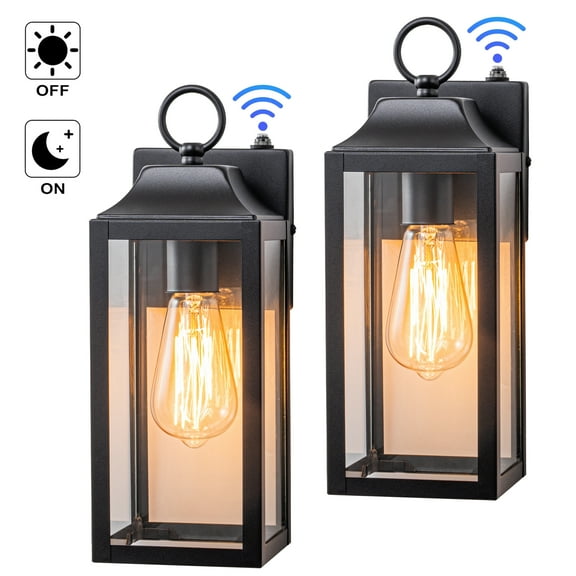 C Cattleya 2-Pack 1-Light Matte Black Dusk to Dawn Outdoor Wall Lantern Sconce (E26)