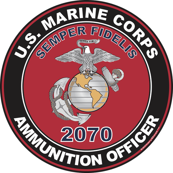 U.S.M.C. MOS 2070 Ammunition Officer Decal 3.8" - Red