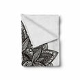 thumbnail image 2 of Lotus Soft Flannel Fleece Throw Blanket, Paisley Mandala Oriental Style Vintage Tattoo Pattern, Cozy Plush for Indoor and Outdoor Use, 60" x 80", Seal Brown White, by Ambesonne, 2 of 6