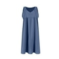 thumbnail image 3 of Formal Maternity Dress, Tank Casual Loose Sleeveless Cotton Linen Solid Color V Neck Beach Dresses Shirt For Women Dress Club Dresses Curvy Cute Summer Dresses Halter Dresses (XL, Royal Blue) ZMTing, 3 of 5