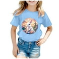 thumbnail image 4 of LUOGENLI T-shirts Easter Girls Short Sleeve Printed T Shirt Top Casual Shirt Cute Summer Easter Tops for Girls 10-12 Fancy Sky Blue 6-7 Years, 4 of 4