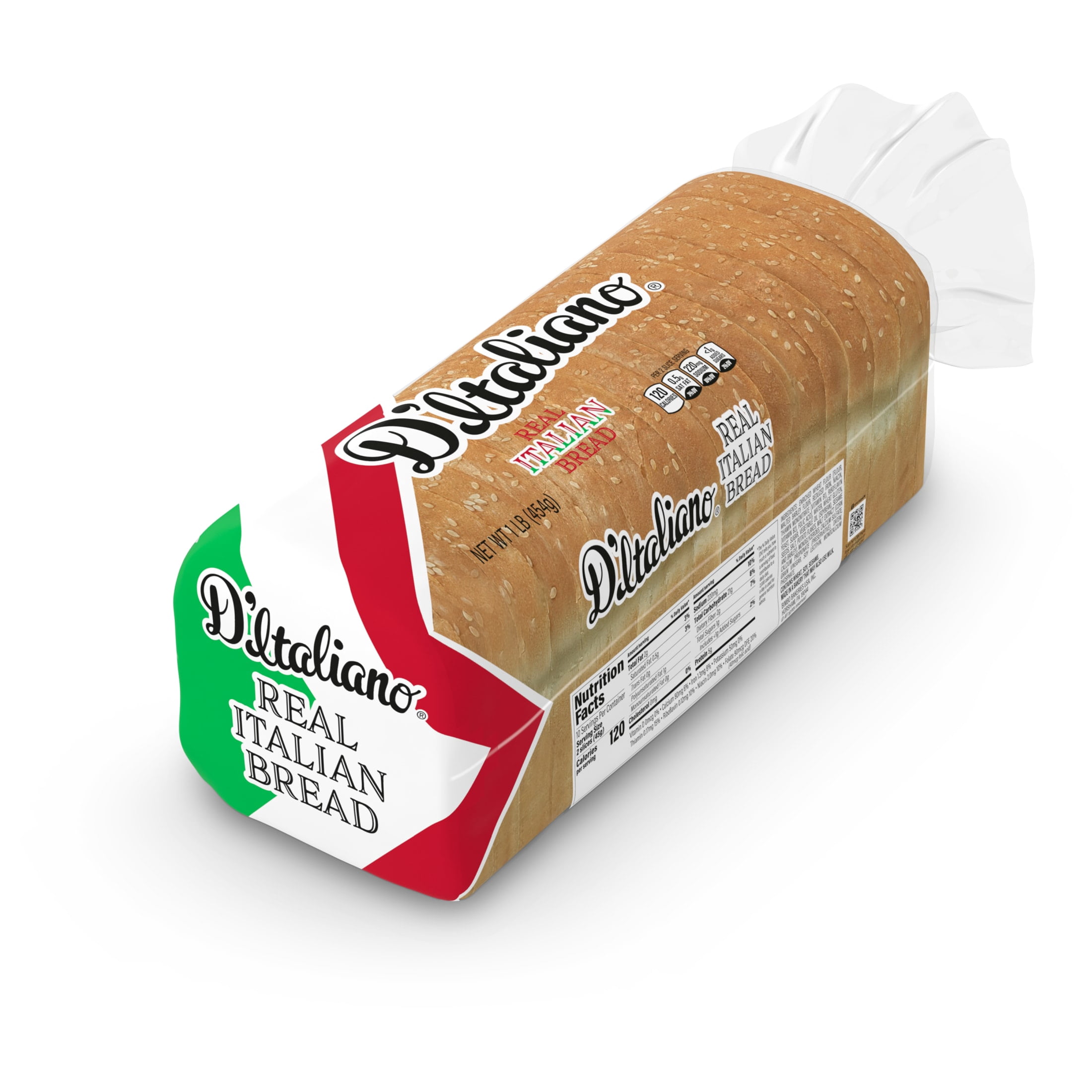 D'Italiano White Real Italian Bread, 16 oz, Plain Italian Bread, Bag