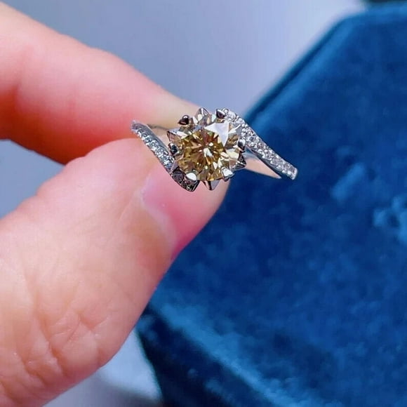 1ct Moissanite Diamond Ring For Women, Sterling Silver Diamond Gift Ring For Her