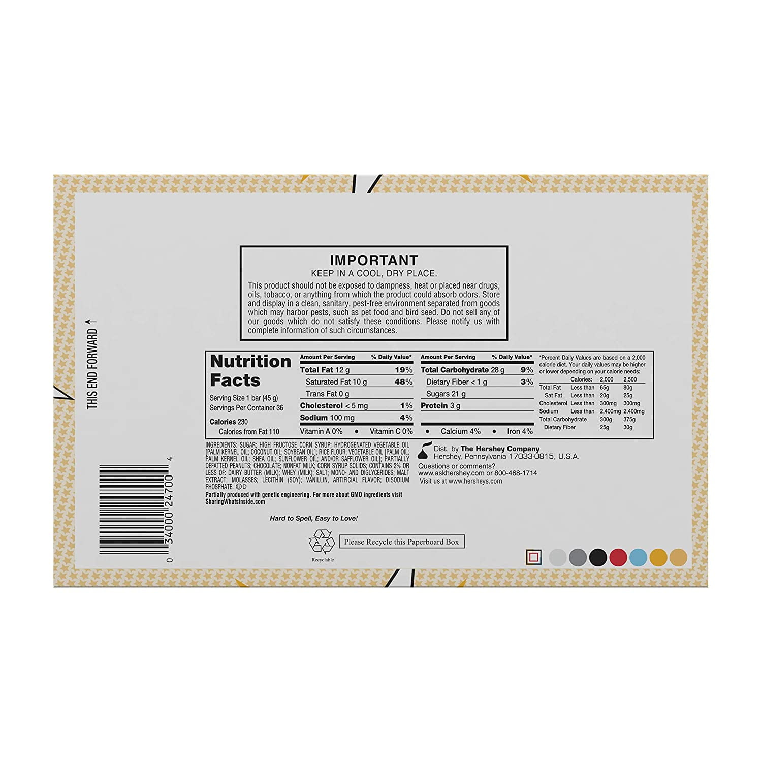 Whatchamacallit Chocolate Caramel Peanut Candy Bar 36 Count