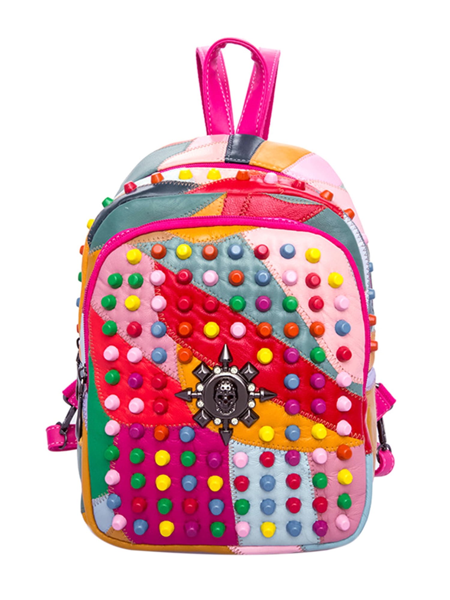 Ladies Women PU Leather Backpack Rivet Studded Cute Satchel School Bags