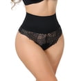 thumbnail image 4 of INSPIRE CHIC Mother's Day Women's High Cut Lace Tummy Control Thongs Waist Trainers Panties Small Black, 4 of 5