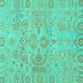 thumbnail image 1 of Ahgly Company Indoor Square Oriental Turquoise Blue Traditional Area Rugs, 7' Square, 1 of 4