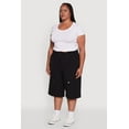thumbnail image 3 of Womens Plus Size High Waisted Solid Nylon Cargo Shorts, 3 of 5
