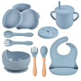 thumbnail image 1 of 9Pcs Children‘S Silicone Tableware Set Baby Non-Slip Divided Children‘S Plate Bowl With Suction Cup, 1 of 5