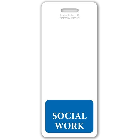 5 Pack - Oversized Social Work Badge Buddy - Vertical Extra Large Badge Buddies for Social Workers - 2 1/8 X 5 1/2 Role Identification Badge Backer Card - USA Printed by Specialist ID (Blue)