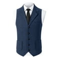 thumbnail image 3 of VBTAPA Men's Vintage Suit Vest Notched Lapel Formal Prom Party Herringbone Pattern Waistcoat with Chain Detail Navy XXXL, 3 of 7