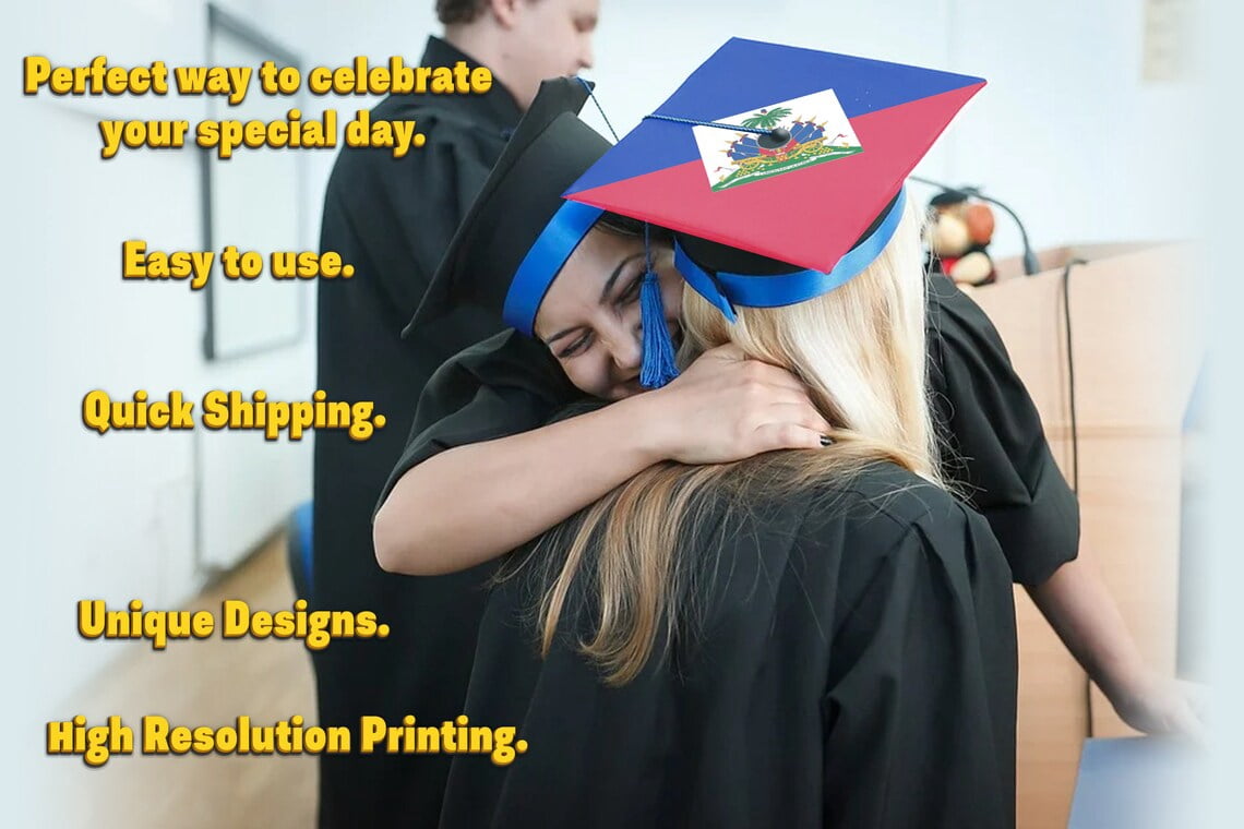 Flag of Haiti, Raise Your Flag, Graduation Cap Topper Decoration, Graduation Gift