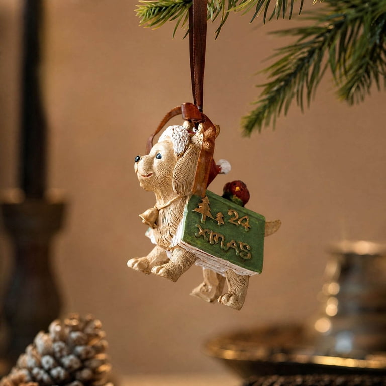 3D Resin Vintage Bell Bow Ornament Retro Style Hanging Tree Pendant ...