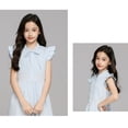 thumbnail image 6 of Spazoro Girls Midi Dresses, Ruffle Sleeve Solid Crew Neck A-Line Casual Summer Dresses for Girls Blue Size 8, 6 of 9
